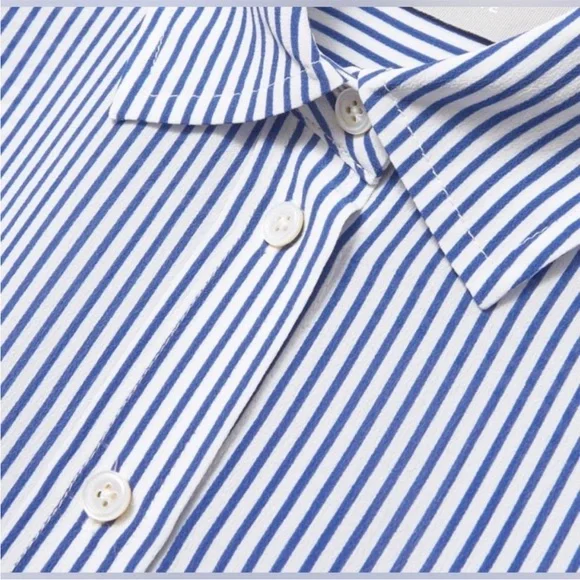 Everlane 100% silk relaxed Blue and White Striped blouse size 0 luxury NWT - Picture 4 of 4